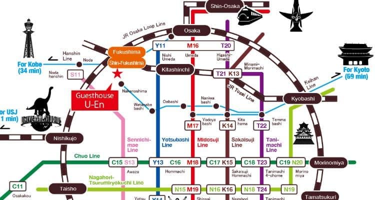 Free Osaka Subway and Train Map